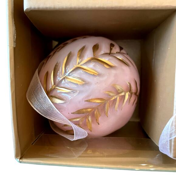 Tinsel & Fir Pink & Gold Glass Christmas Ornaments 3in Set of 6 Holiday Glam New - Picture 3 of 11